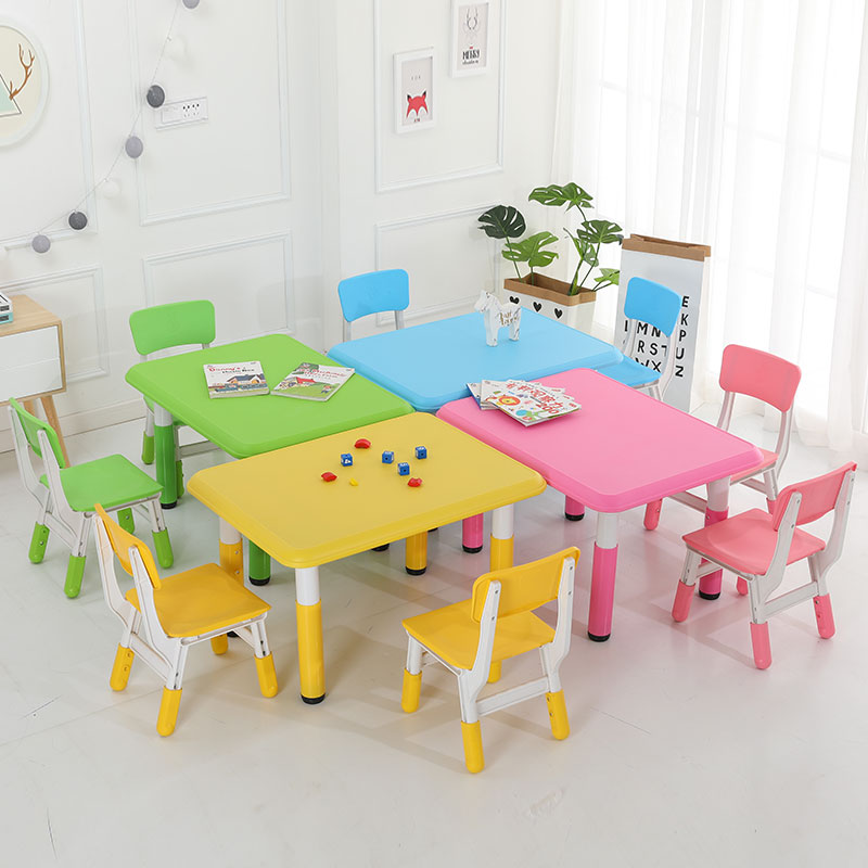 幼儿园专用桌椅月亮桌塑料桌椅套装儿童餐桌宝宝桌儿童学习升降桌子